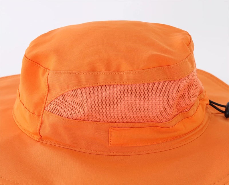 Connectyle Baby UV Sun Hat for Toddler Kids Wide Brim Beach Hats Adjustable Outdoor Sun Hat S Orange - Image 4